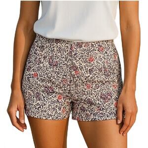 Ann Taylor Shorts Purple White Floral Paisley Cotton Pockets Size 6
